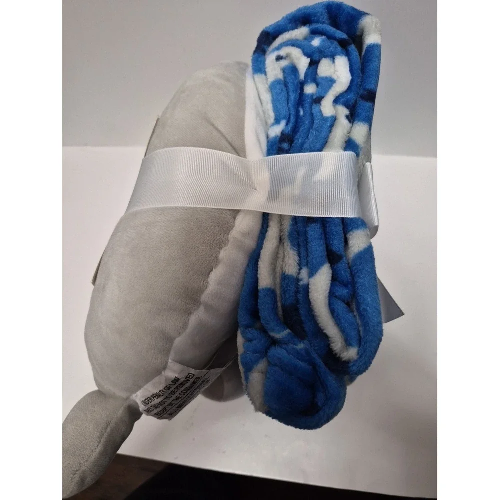 Kids Throw & Neck Pillow Set SHARK Print Soft Plush Travel Pillow NEW WITH TAGS